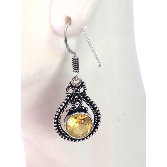 Sterling Faceted Citrine Pendant & Earring set - Picture 4 of 5
